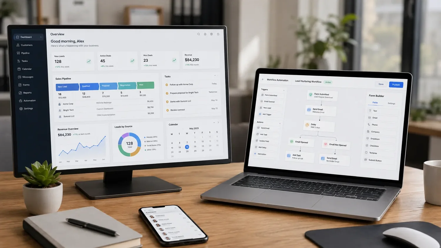 Application sur mesure : tableau de bord CRM, automatisation des tâches et version mobile