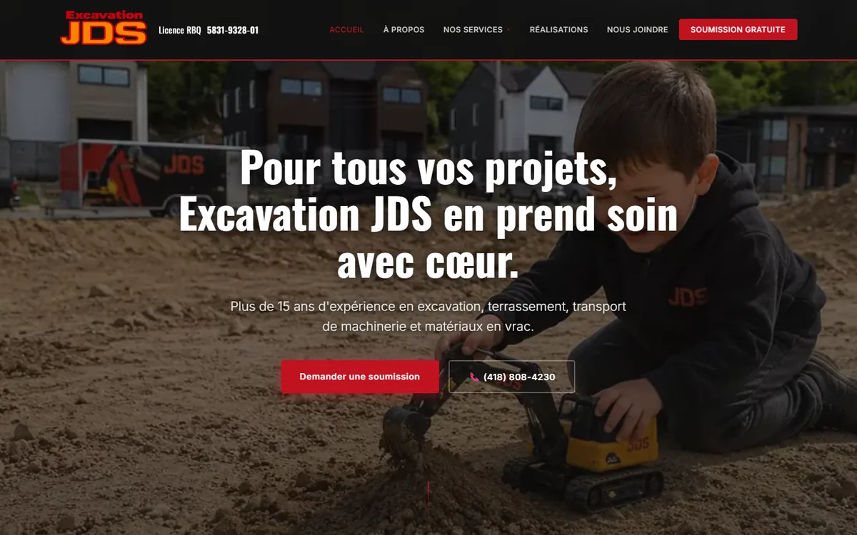 Aperçu du site Web de Excavation JDS Inc.